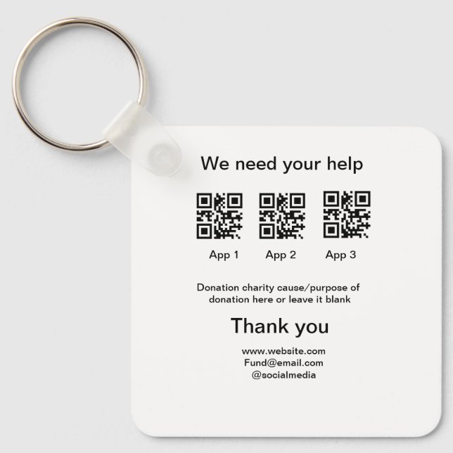 Llavero Instrucciones para la recolección de donaciones: a (Anverso)