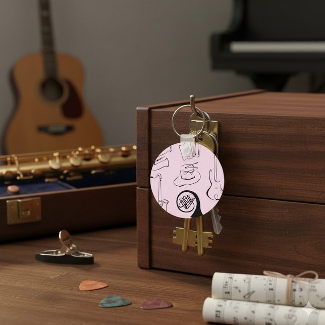 Llavero Instrumentos Musicales Sobre La Cadena Clave Rosa (Subido por el creador)
