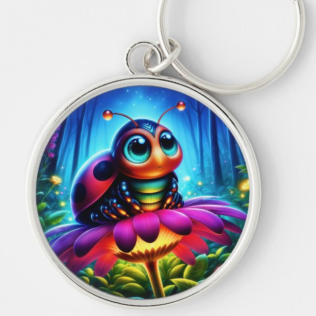 Llavero Insulto mágico en un luminoso bosque nocturno (Frente)