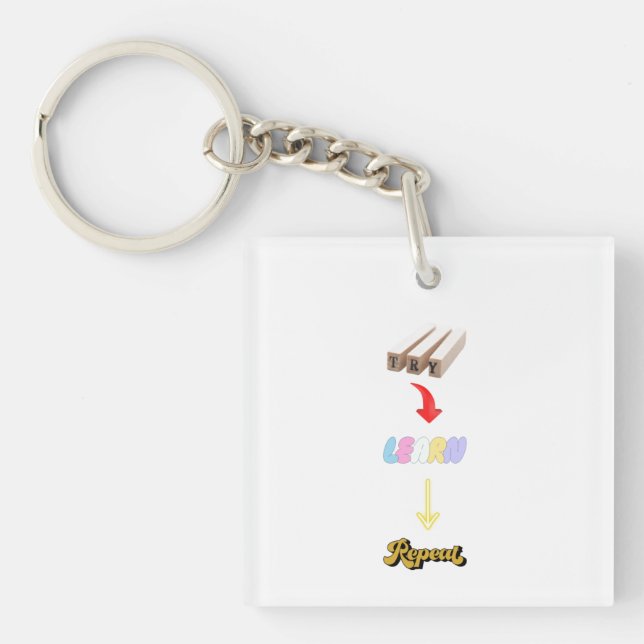 Llavero Intenta. Aprende. Repite. Tee del ciclo de crecimi (Frente)