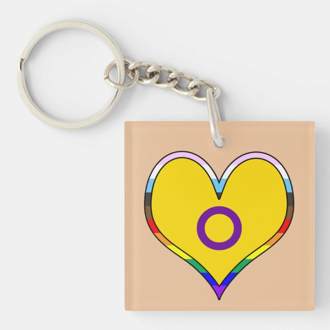 Llavero Intersex Pride Heart Keychain (Frente)