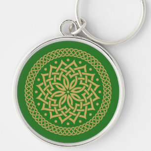 Llavero Intrincado Mandala de Flor Celta de Oro