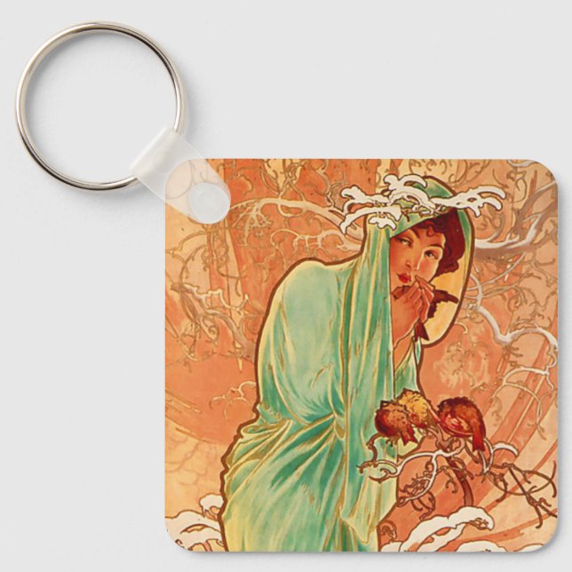 Llavero Invierno Art Nouveau de Alphonse Mucha (Anverso)
