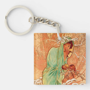 Llavero Invierno Art Nouveau de Alphonse Mucha