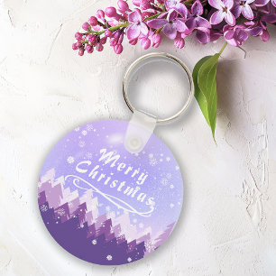 Llavero Invierno de nieve morada Navidad Feliz Año Nuevo