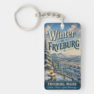 Llavero Invierno en Fryeburg Maine Rectángulo Acrílico