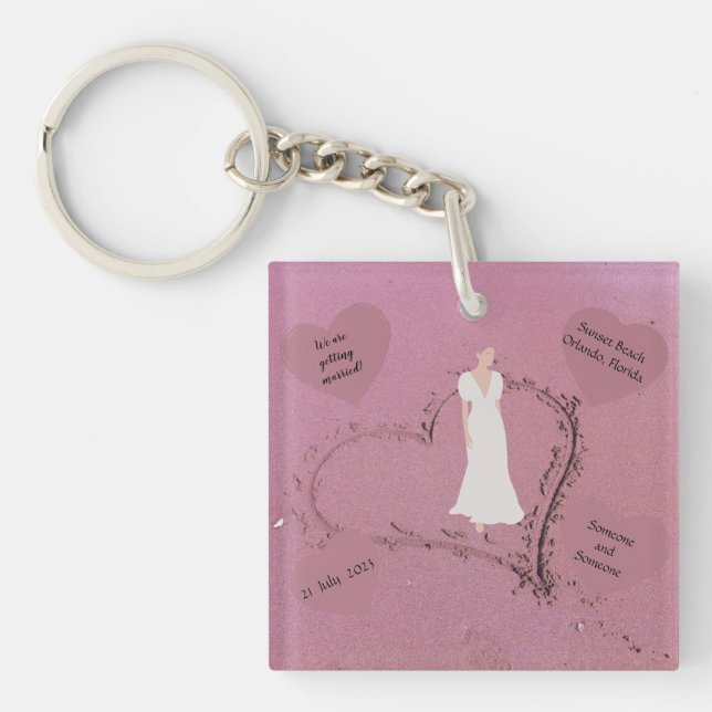 Llavero Invitación a la boda de playa (Frente)