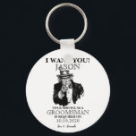 Llavero Invitación a la propuesta de Groomsman o Mejor Hom<br><div class="desc">"TE QUIERO",  tío Sam. Personalizado con el nombre del novio,  mensaje,  nombre del novio y fecha dada para la fecha del boda.</div>