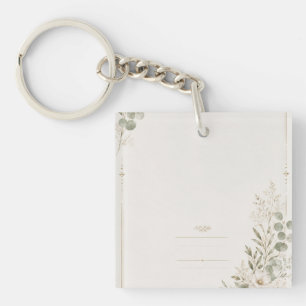 Llavero Invitación de boda europea en verde oliva