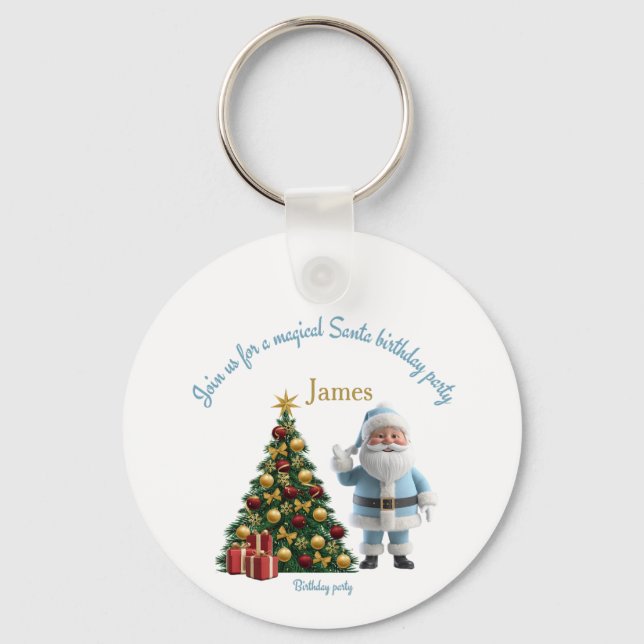 Llavero Invitación mágica de cumpleaños de Santa  (Anverso)