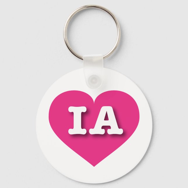 Llavero Iowa Hot Pink Heart - Amo IA (Anverso)