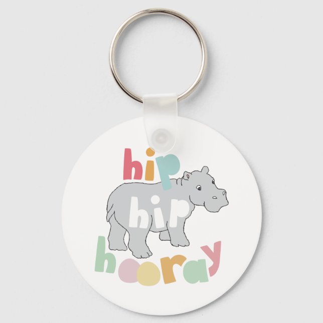 Llavero ip Hip Hooray Gray Hippo Dibujar arte animal puro (Anverso)