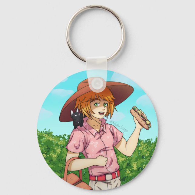 Llavero Ir a un picnic con un gato (Anverso)