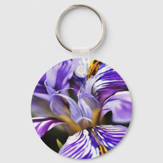 Llavero Iris In Violet Lilac and Purple Botanical Art