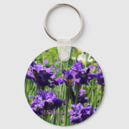 Llavero Iris Siberiano Violeta Azul y Blanco