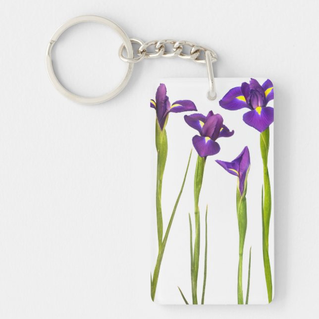Llavero Irises púrpura - Plantilla personalizada de flor i (Frente)