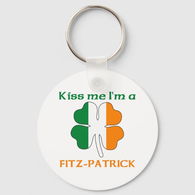 Llavero Irlandés personalizado me besa yo soy Fitz-Patrick (Anverso)