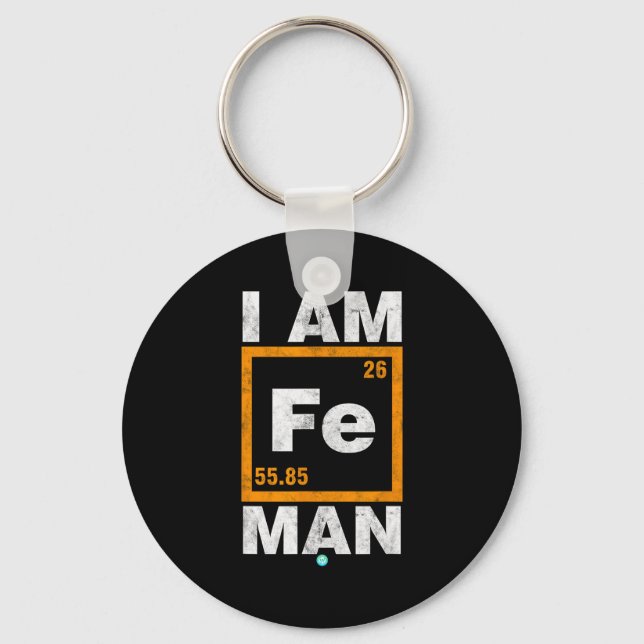 Llavero Iron (fe) Man Funny Periodic Elemen Gift  (Anverso)