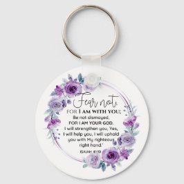 Llavero Isaías 41:10 Temor no a la Escritura Floral Púrpur
