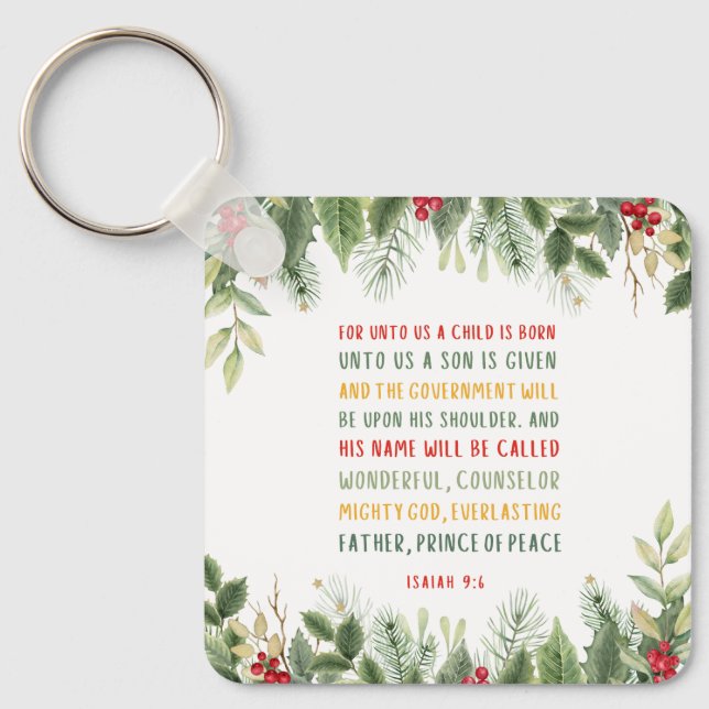 Llavero Isaías 9:6 Para Nosotros Un Niño Nace Navidades (Anverso)