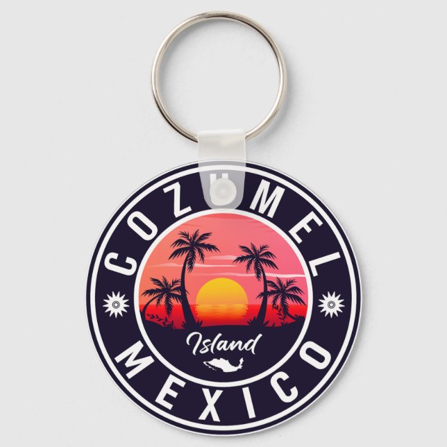 Llavero Isla Cozumel México Retro Sunset Souvenirs (Anverso)