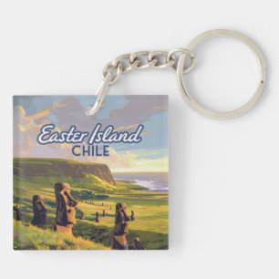 Llavero Isla de Pascua Chile Moai Rapa Nui Retro