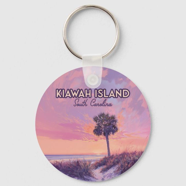 Llavero Isla Kiawah South Carolina Beach Palm Tree (Anverso)