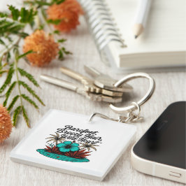 Llavero Island Spirit Boho Keychain – Teal Hibiscus Vibe