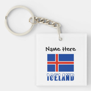 Llavero Islandia Bandera Islandesa Negra Personalización 