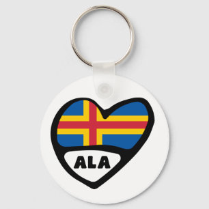 Llavero Islas Åland Código de país Bandera Corazón de Cora