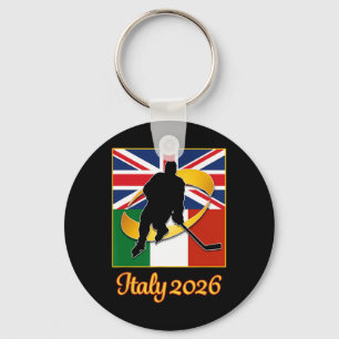 Llavero Italia 2026 Hockey sobre Hielo Reino Unido Bandera