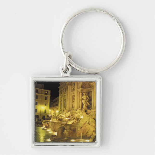 Llavero Italia, Roma. Fontana de Trevi de noche. (Frente)