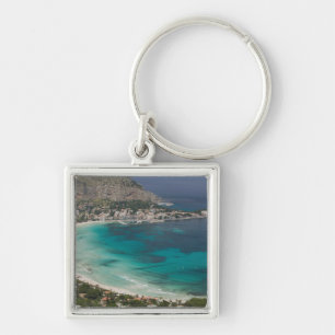 Llavero Italia, Sicilia, Mondello, Vista de la playa desde
