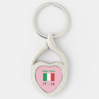Llavero Italia y Bandera Italiana Personalización Verde
