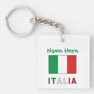 Llavero Italia y Bandera Italiana Personalización Verde