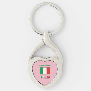 Llavero Italia y Bandiera Italiana Personalización Verde