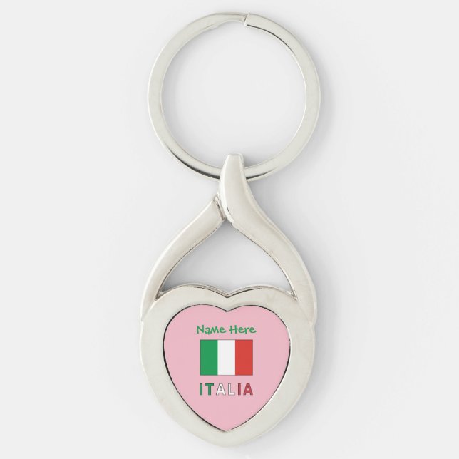 Llavero Italia y Bandiera Italiana Personalización Verde (Anverso)