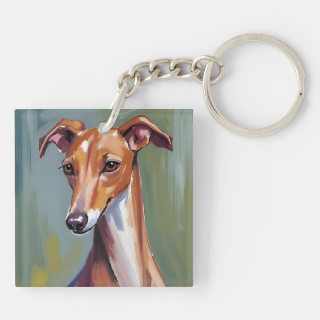 Llavero Italian Greyhound | Dog Watercolor Painting (Atrás)
