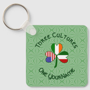 Llavero Italian Irish American Flags Shamrock Your Name