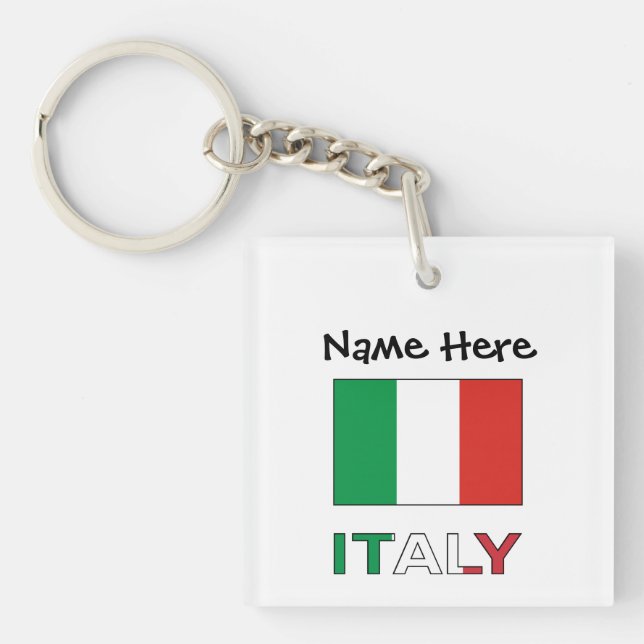 Llavero Italy and Italian Flag with Your Name (Frente)