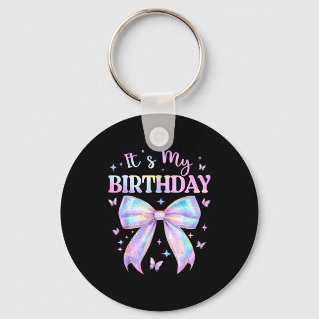 Llavero It's My Birthday Tie Dye Coquette Bow Butterfly Bi (Anverso)