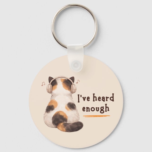 Llavero "I've heard enough" Cat Wearing Headphone (Anverso)