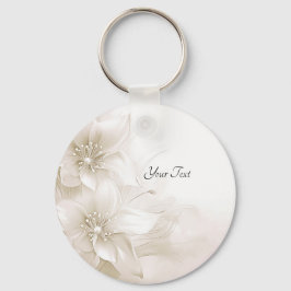 Llavero Ivory White Flowers Keychain