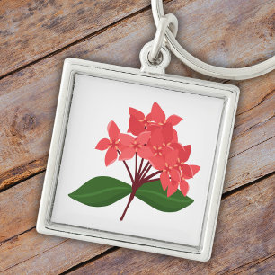 Llavero Ixora Coccinea, flor de Maha Sarakham