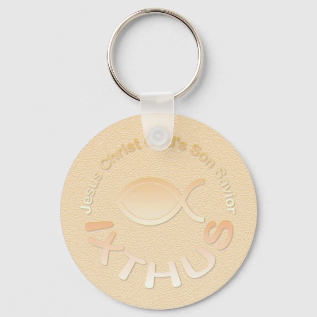 Llavero IXTHUS Christian Fish Symbol - GOLD (Anverso)