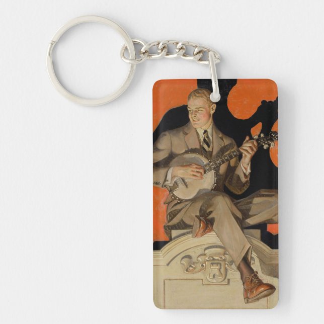 Llavero J.C. Leyendecker Banjo Player 1920 Art Deco Art (Frente)