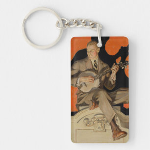 Llavero J.C. Leyendecker Músico de Banjo 1920 Arte Deco Ar