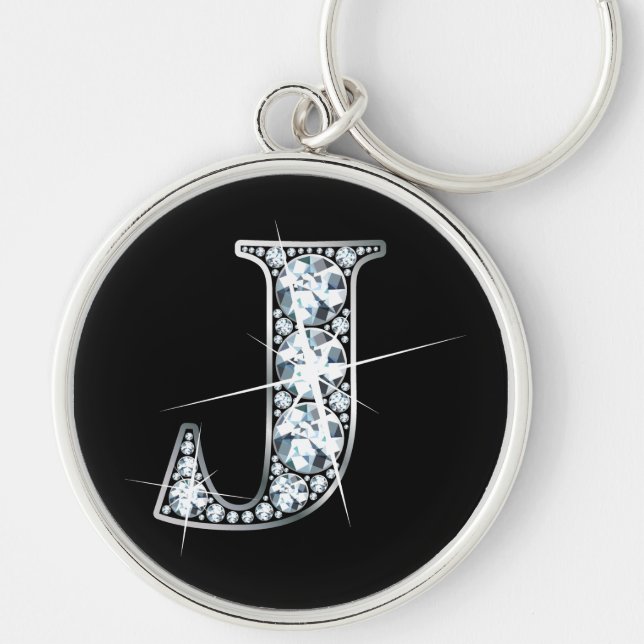 Llavero "J" Diamond Bling Keychain (Frente)