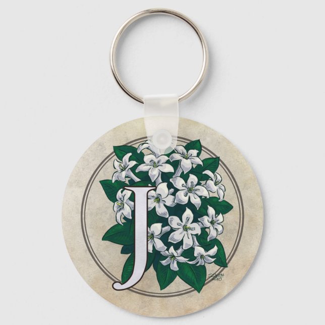 Llavero J para el Monograma de Flor de Jazmín (Anverso)