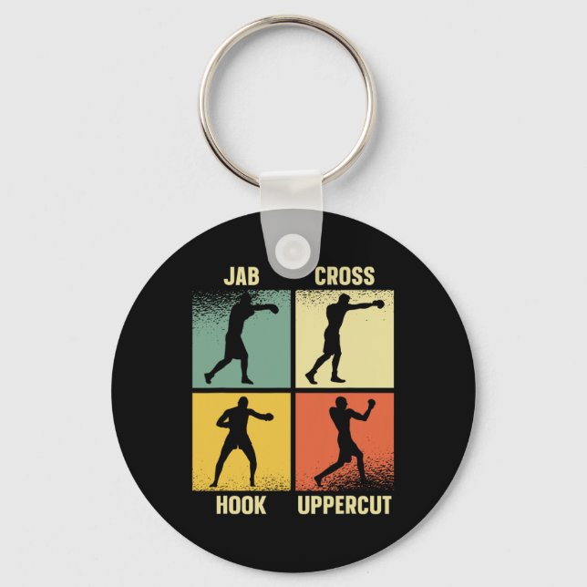 Llavero Jab Cross Hook Uppercut - Boxing mueve Gri gráfico (Anverso)